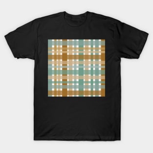 Modern tartan plaid in tones of sage blue green and caramel T-Shirt